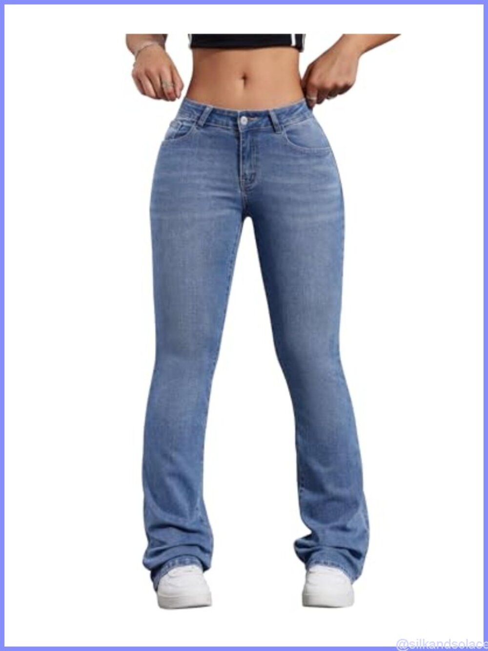 Women's Stretchy Flare Bootcut Jeans Low Waisted Denim Pants